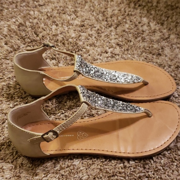 Glitter Encrusted T-Strap Sandals - Picture 2 of 5